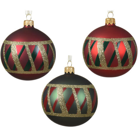 Adorno de Navidad de vidrio mate con lunares en 3 colores surtidos, diámetro 8cm