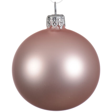 Adorno de Navidad de Vidrio Mate en forma de bola de color rosa empolvado ø 6cm