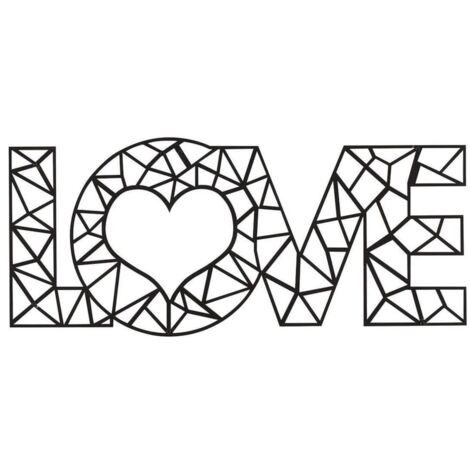 Adorno de pared Words Love acero negro 50x20 cm Homemania - Negro