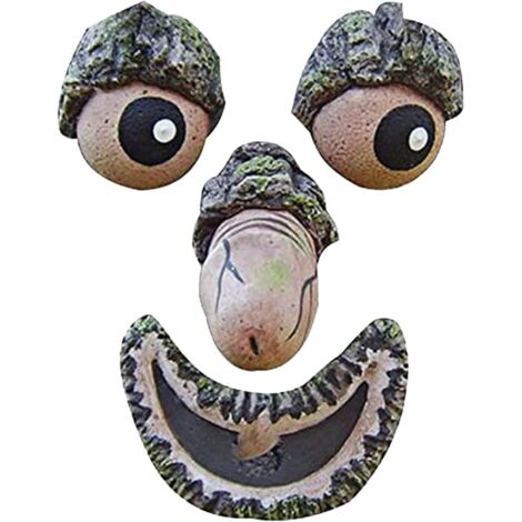 Adorno divertido de cara de árbol para exteriores - Comedero para pájaros - Dispensador de comida - Accesorios para jardín de hadas - Comedero para pájaros silvestres