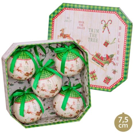 Adorno navidad 7,5x7,5x7,5 bolas memory trineo juinsa 5 pz