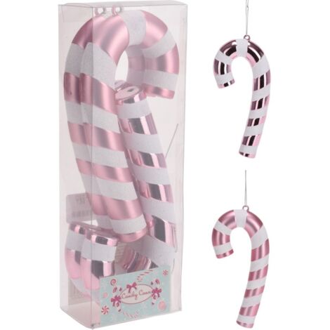 Adorno navidad baston rosa koopman 3 pz