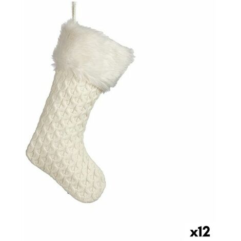 Adorno Navideño Calcetín de Navidad Blanco 28 x 4 x 46 cm (12 Unidades)