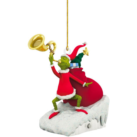 Adorno navideño de ángel Grinch hecho de resina, colgante decorativo brillante, 10 x 5 x 3 cm para el árbol de Navidad