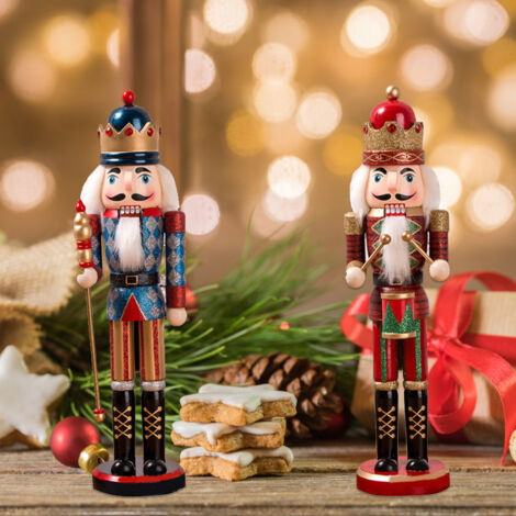 Adorno navideño de soldado, figura de madera de 38 cm de altura, decoración para el hogar, fiesta de Navidad, regalo de Año Nuevo para niños.