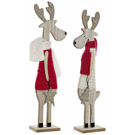 Adorno Navideño DKD Home Decor Poliéster Madera (2 pcs) (9 x 6 x 39 cm)