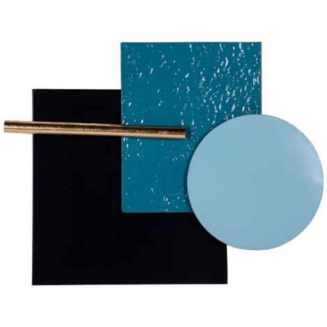 Adorno Pared Metal Azul Negro 74X6X58 Cm