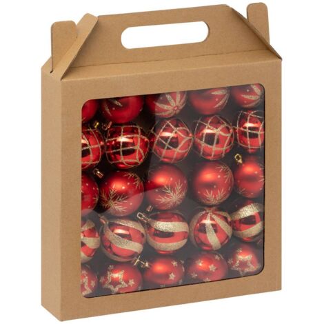 Adornos Christmas Colorama, paquete de 25 en plástico reciclado D6cm rojo blanco - Atmosphera créateur d'intérieur