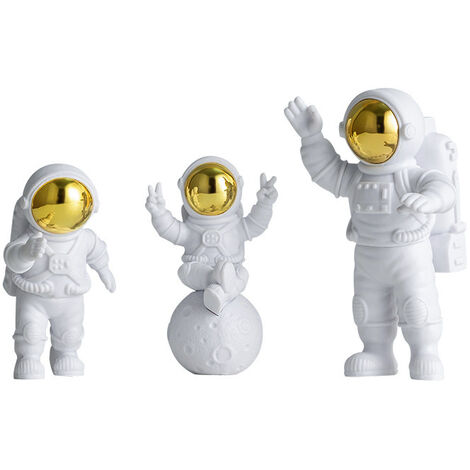 color dorado Juego de 3 juguetes de astronauta decoración para el salpicadero del coche 