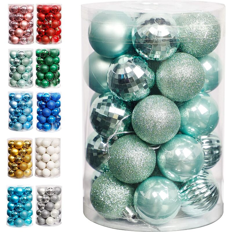 

Adornos de bolas navideñas Decoraciones para árboles de Navidad precubiertas Bolas navideñas para colgar verde claro