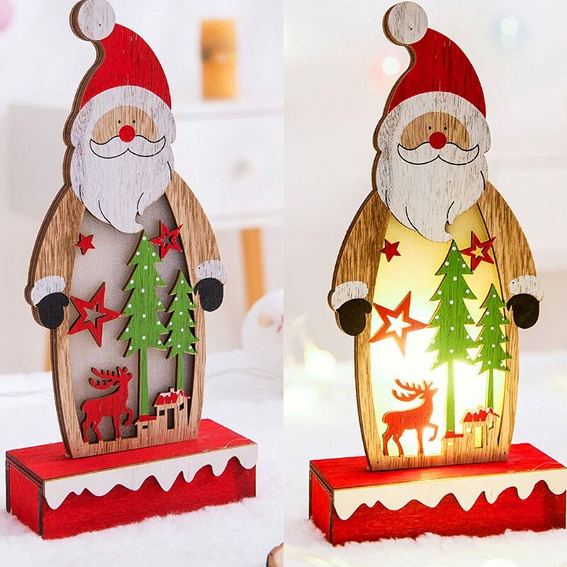 

Adornos de madera de Navidad Adornos de madera de Papá Noel Adorno de árbol de Navidad para botella de pared de la casa, Adornos navideños Cartel de