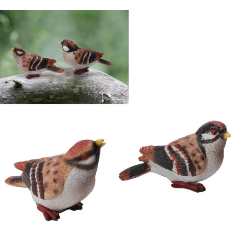 Adornos de pájaros para jardín, hechos de resina, 2 piezas, modelo artesanal de 14 x 6 x 8 cm, resistentes a la intemperie, para macetas y patios, idea de regalo.
