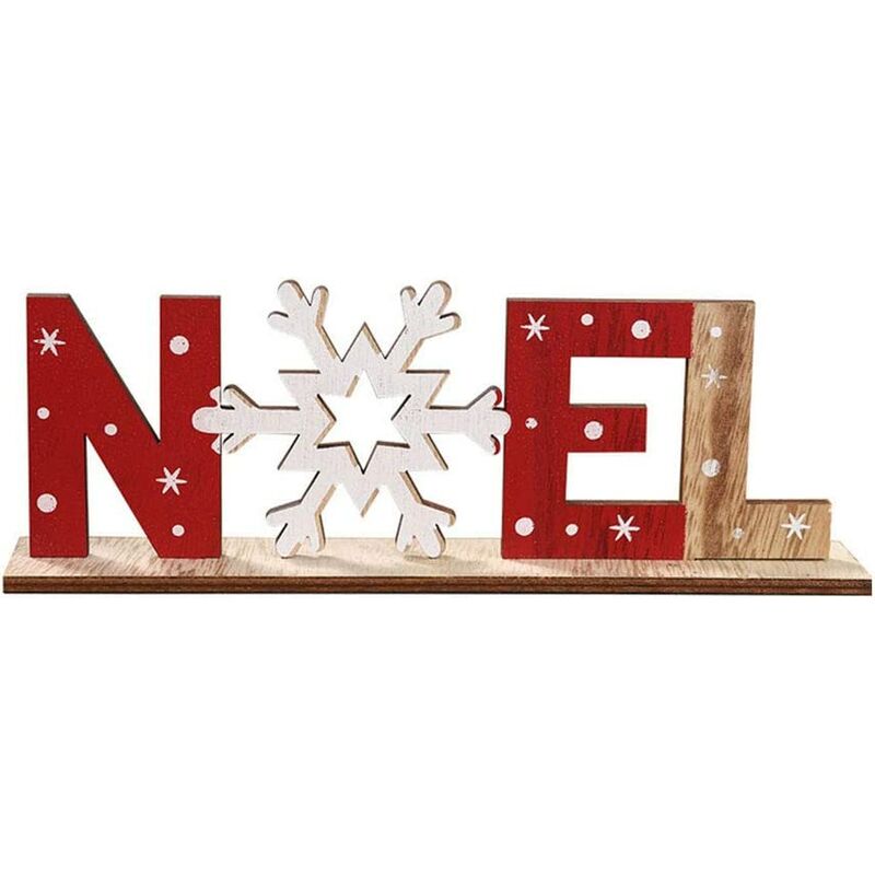 

Adornos Letras de madera con copo de nieve Bola navideña con impresión de mesa Decoración navideña Decoración con copo de nieve Estilo Noel 1 pieza