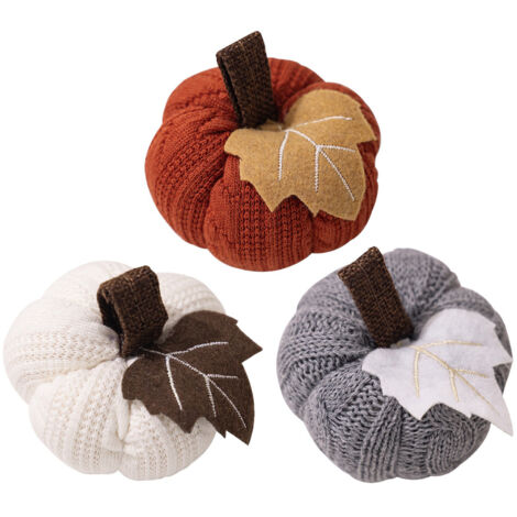 Adornos navideños de calabaza trenzada Juego de 3 Naranja, gris, blanco Decoraciones para fiestas de otoño