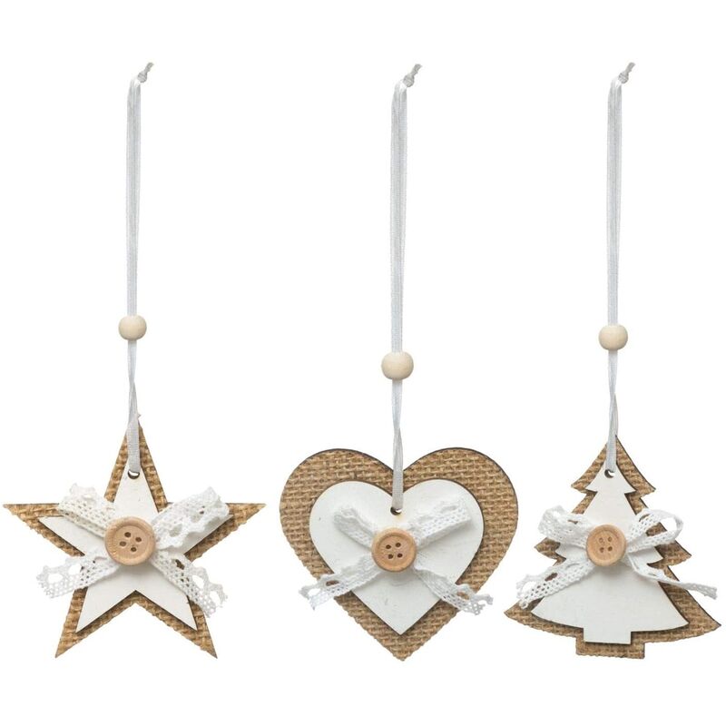 

Adornos navideños de madera Yute x 3