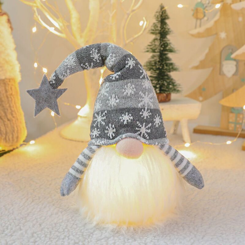 

Happyshopping - Adornos navidenos Muneca con luz LED Decoracion Adornos navidenos Muneco de peluche Fiesta de vacaciones Decoracion de mesa para el