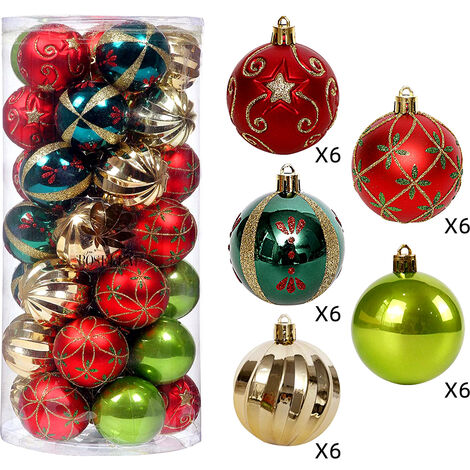decoración para árbol de Navidad color gris Juego de 6 bolas de 10 cm con textura inastillable 