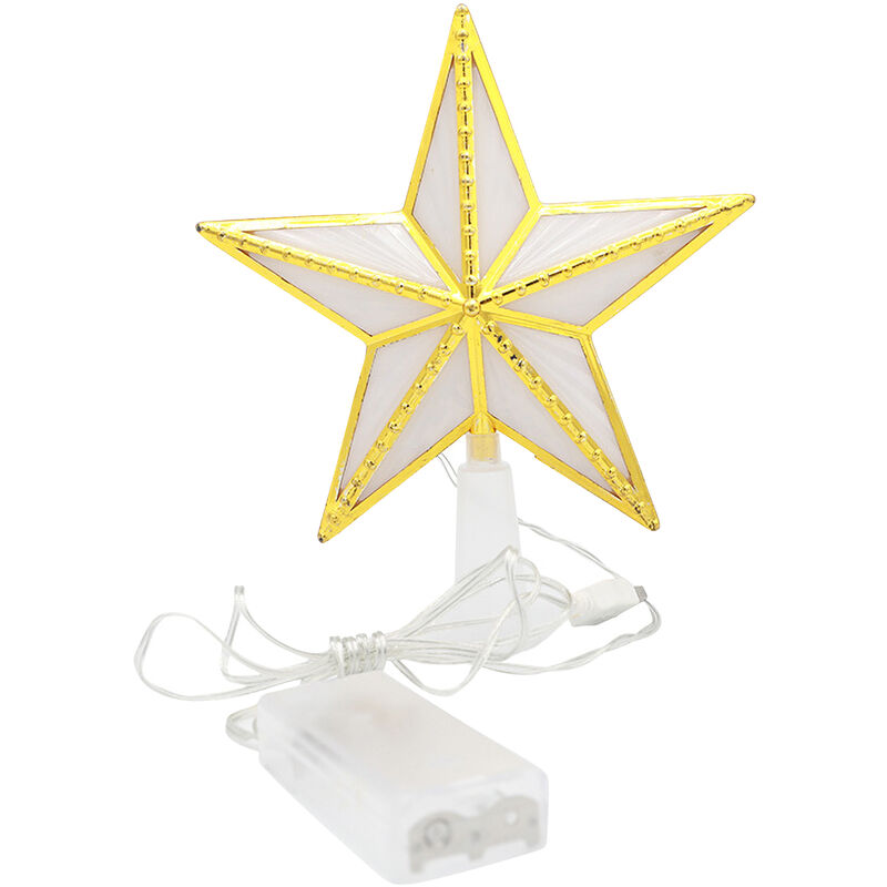 

Happyshopping - Adornos para decoracion de arboles de Navidad para Navidad arbol de Navidad iluminado Estrella para arbol Topper USB y bateria LED