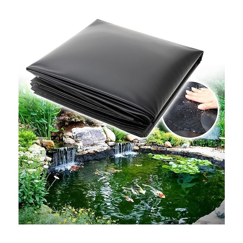 Adoture Liner de bassin pour bassin à poissons, piscine, à membrane renforcée 3 m x 3 m (0.2mm)