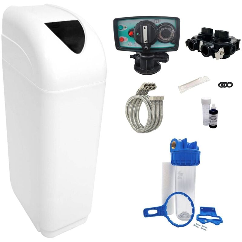 Adoucisseur D'eau 25l Vanne Fleck 5600 Mv Complet Bac Blanc - Kit Essentiel