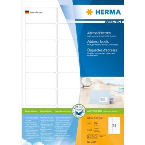 Adressetikett PREMIUM 63,5 x 33,9 mm (B x H) Papier weiß 2.400 Etik./Pack.
