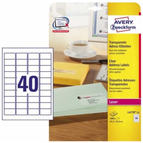 Adressetikett QuickPEELT 45,7 x 25,4 mm (B x H) Polyester transparent 1.000 Etik./Pack.