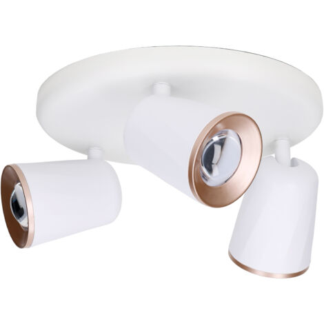 Adri proyector triple para uso interior con luz led en bñamco cálido 3000k en color blanco