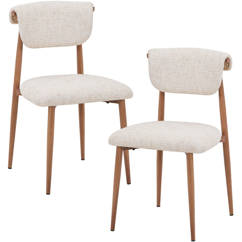 ADRIA - Lot de 2 chaises en tissu beige pieds couleur bois ADRIA - Lot de 2 chaises en tissu beige pieds couleur bois