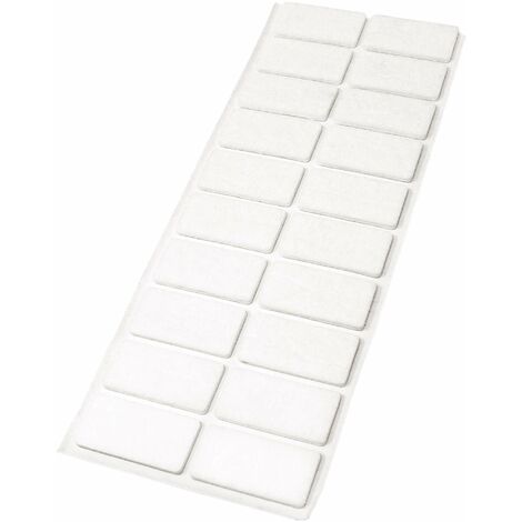 Adsamm® / 20 x feltrini autoadesivi/Bianco / 20x40 mm/Rettangolare/piedini per mobili in feltro da 3.5 mm di spessore/pad protettivi per arredi