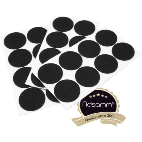 Adsamm® / 24 x feltrini autoadesivi/Nero/ø 60 mm/Rotondo/piedini per mobili in feltro da 3.5 mm di spessore/pad protettivi per arredi