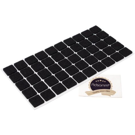 Adsamm® / 50 x feltrini autoadesivi/Nero / 20x20 mm/Quadrato/piedini per mobili in feltro da 3.5 mm di spessore/pad protettivi per arredi