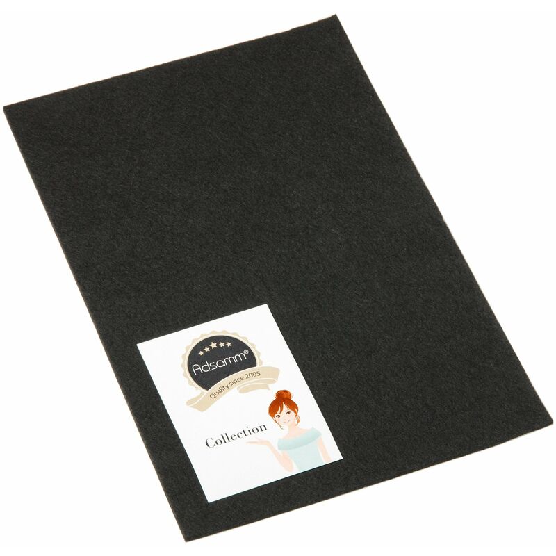Image of Adsamm - foglio di feltro autoadesivo / nero / 200x300 mm / rettangolare / feltro adesivo da 3.5 mm di spessore in foglio / pad protettivo per mobili