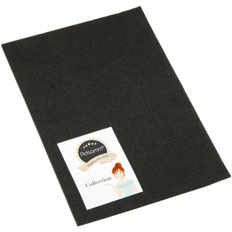 Adsamm® / foglio di feltro autoadesivo/Nero / 200x300 mm/Rettangolare/piedini per mobili in feltro da 3.5 mm di spessore/pad protettivo per mobili e arredi