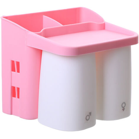 Adsorption magnétique inversé porte-brosse à dents mural salle de bain nettoyant support de rangement salle de bain（rose）