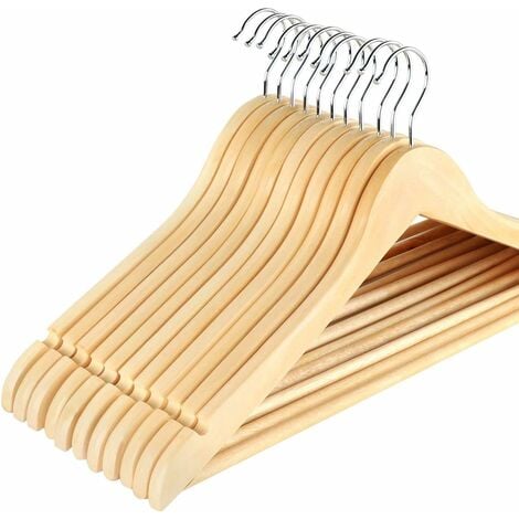 SONGMICS Wooden Hangers, 20-Pack Wood Coat Hangers with Shoulder Notches,  Swivel Hook, Non-Slip for Jackets, Shirtss, Suits