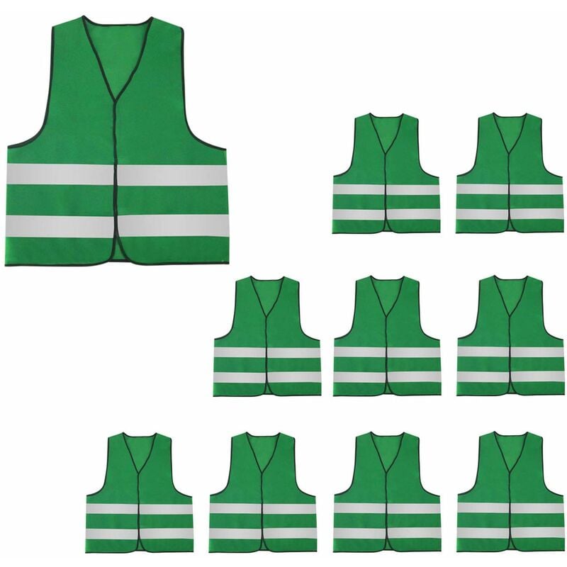 Adulte Gilet Fluorescent de Sécurité Durable Veste, Haute Sans Manche Visibilité Réfléchissant(10 pcs)