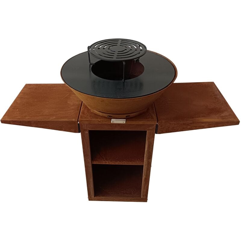 Purline - Barbecue avec plaque ronde, grill et support