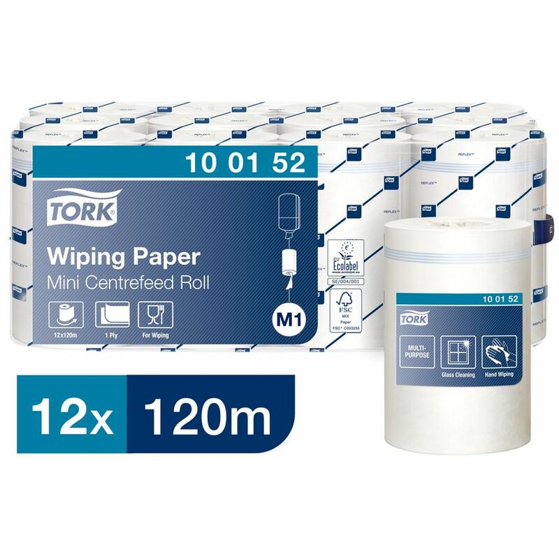 Tork - Wiping Paper, 1 Ply, Pack of 12