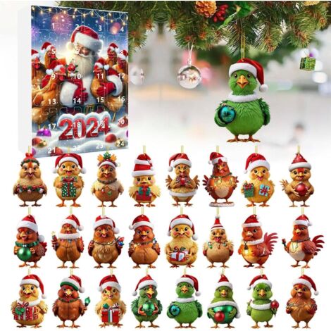 Advent Calendar 2024 - 2D Advent Calendar with Santa Hat - Hanging Home Decoration for Christmas Party, Home Decoration - 24 Days