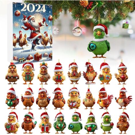 Advent Calendar 2024 - 2D Advent Calendar with Santa Hat - Hanging Home Decoration for Christmas Party, Home Decoration - 24 Days