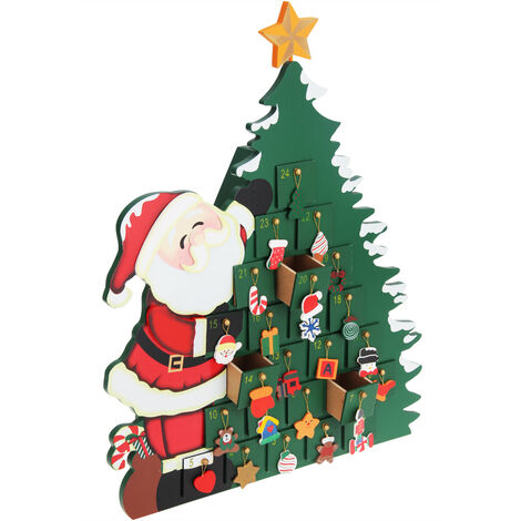 Advent Calendar Christmas Decoration Wood Reusable Refillable Xmas Countdown