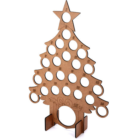 Advent Calendar Christmas Tree Wooden Fit 24 Chocolates Stand Holder Decor 40x28cm