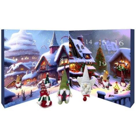Adventskalender 2024 mit Weihnachtswichteln, 24-tägiger Countdown für Kinder und Erwachsene (5 Wichtel + 19 Weihnachtsdekorationen)