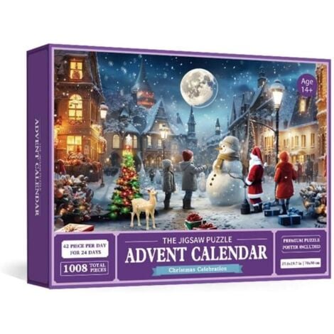 LONGZIMING Adventskalender 2024 Weihnachtspuzzles Weihnachtsnachtpuzzle 24 Teile 1008 Teile Puzzles für Erwachsene, Jugendliche, Kinder 1008 Teile Puzzles Feiertagspuzzle Countdown bis