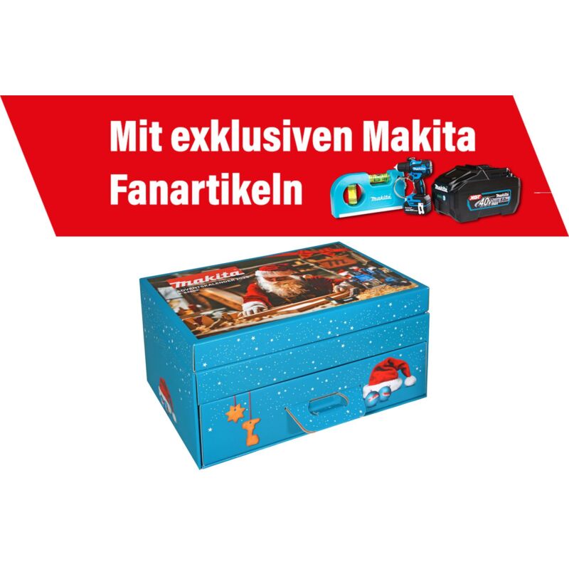 Makita – Calendrier de 'Avent 2025 avec 60 forets et embouts – Lampe LED – Prévente – P84800
