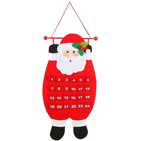 Adventskalender aus Filz mit 24 Fächern – Weihnachtsdekoration mit Countdown-Timer