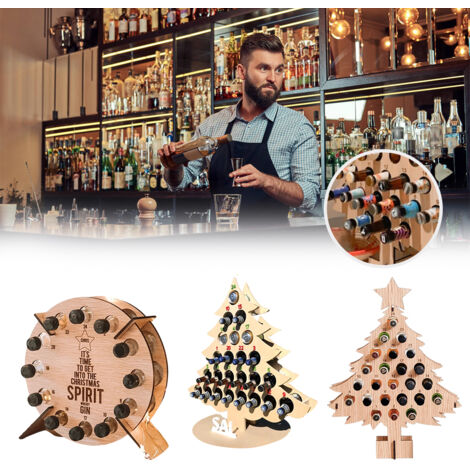 Adventskalender aus Holz für 24 Mini-Flaschen Alkohol – umweltfreundliches und dekoratives Weinregal