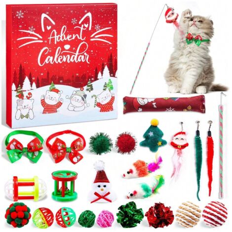 Adventskalender für Katzen, 24-tägiger Weihnachtscountdown für Katzen, verschiedene interaktive Spielzeuge für Katzenliebhaber