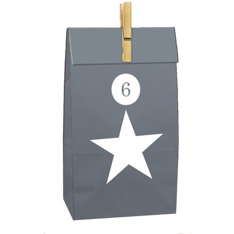 Adventskalender mit 24 Papiertüten zum selber Befüllen - DIY Weihnachts Kalender mit Stern Motiv