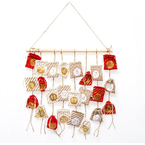 Adventskalender mit Säckchen, Polyester, 60 cm